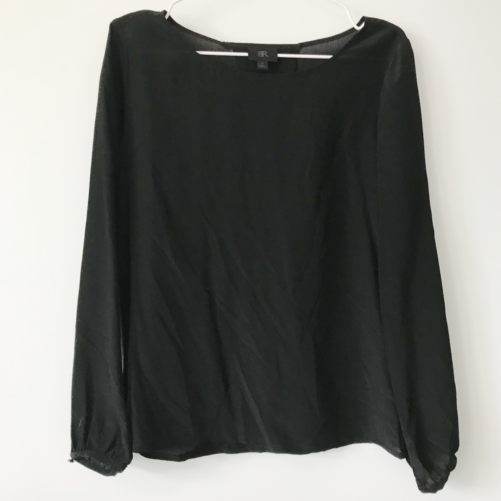 Banana Republic black silk long-sleeved top // sml